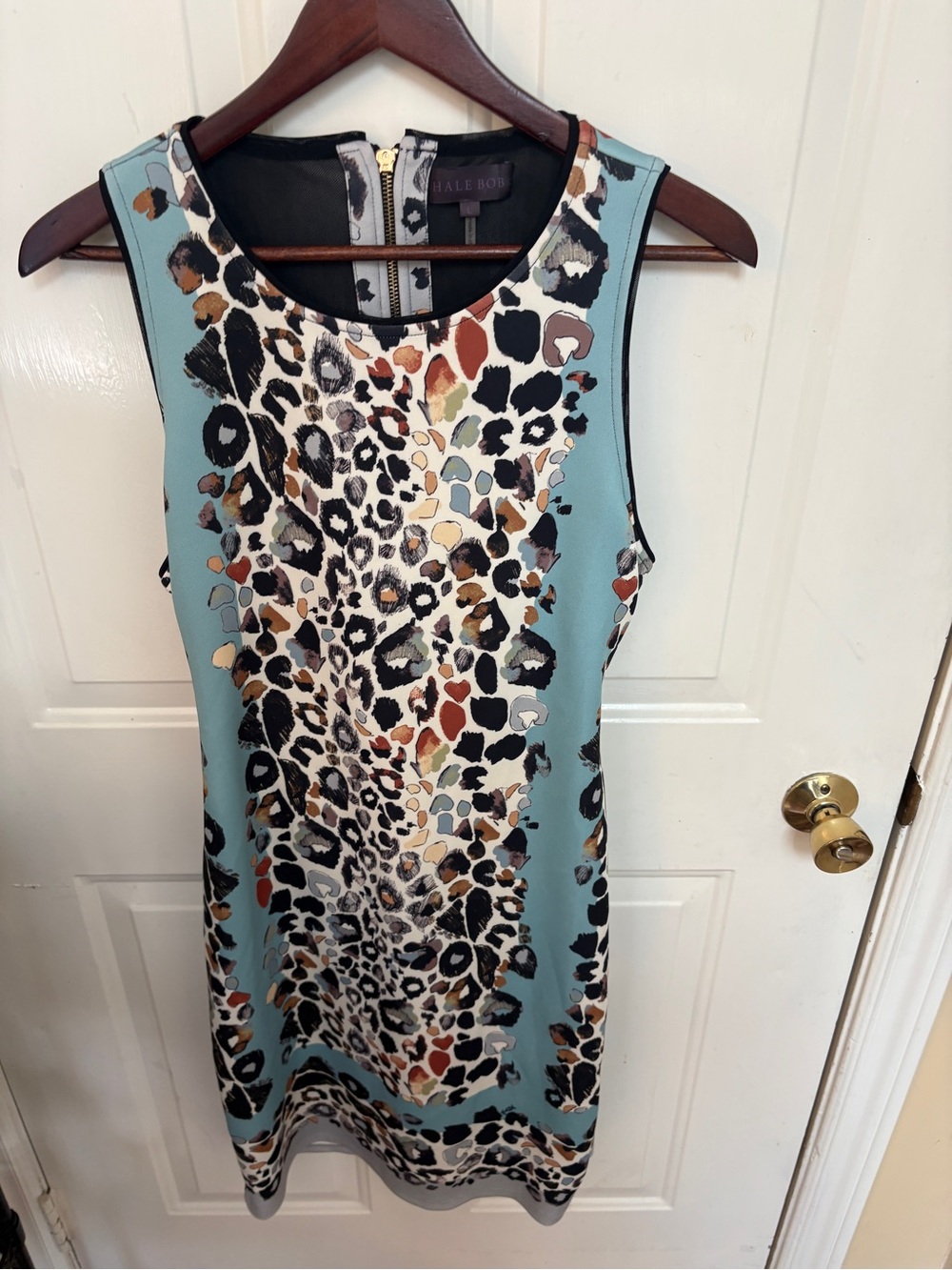 ✨ Hale Bob Blue Animal Print Sleeveless Shift Dress - Size L ✨